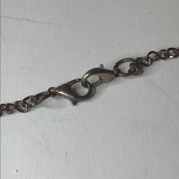 Contemporary Circular Pendant with Tassel Bronze Tone Chain Necklace 24” - Picture 5 of 6